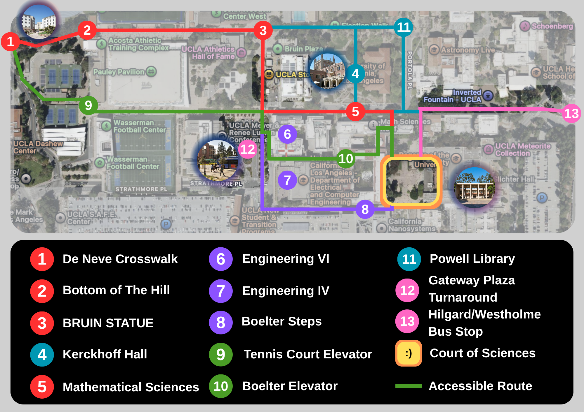 Map to Court of Sciences at UCLA